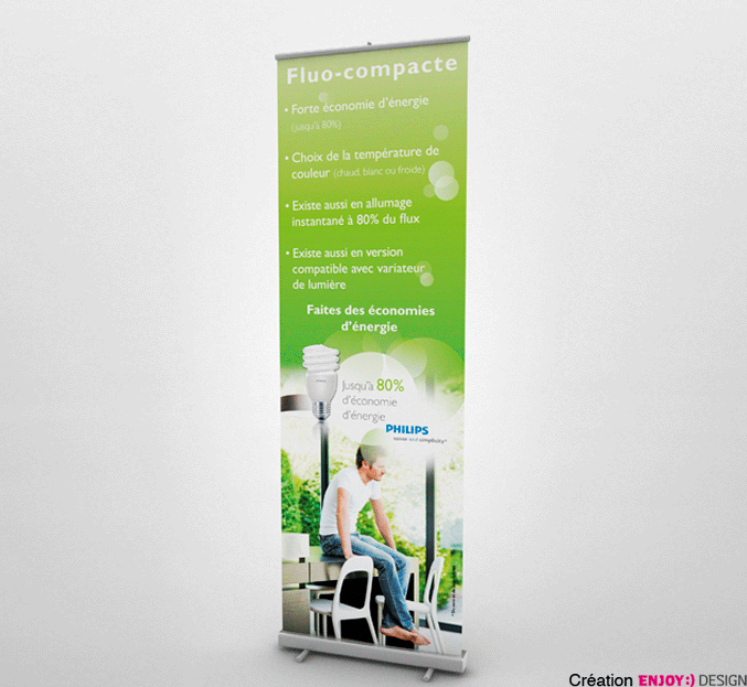Exécution de PVL pour PHILIPS. (Fond Pantone, image Quadri + 1 pantone, Retouche image ampoule plus détourage).
