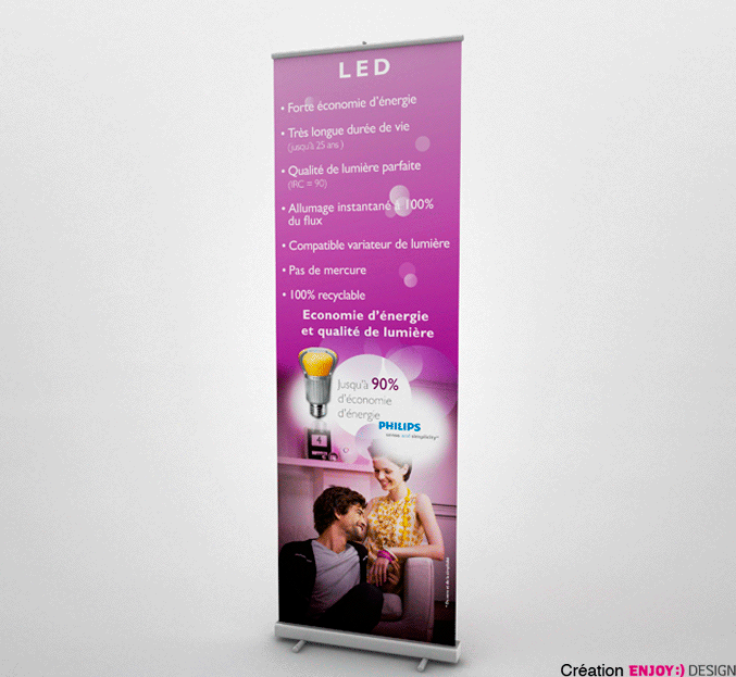 Exécution de PVL pour PHILIPS. (Fond Pantone, image Quadri + 1 pantone, Retouche image ampoule plus détourage).