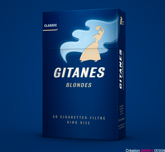 Exécution et implémentation de la nouvelle identité sur la gamme packagings des produits GITANES BLONDE pour 24 pays (Liban, Allemagne, Syrie, Jordanie, Turquie, …). Paquet en quadri + 1 ton direct, 1 vernis Glossy, 1 or à chaud, 1 Embosse (La gitanes, le logo Gitanes et cartouche parfum) et 1 Vernis Mat simili effet cuir.